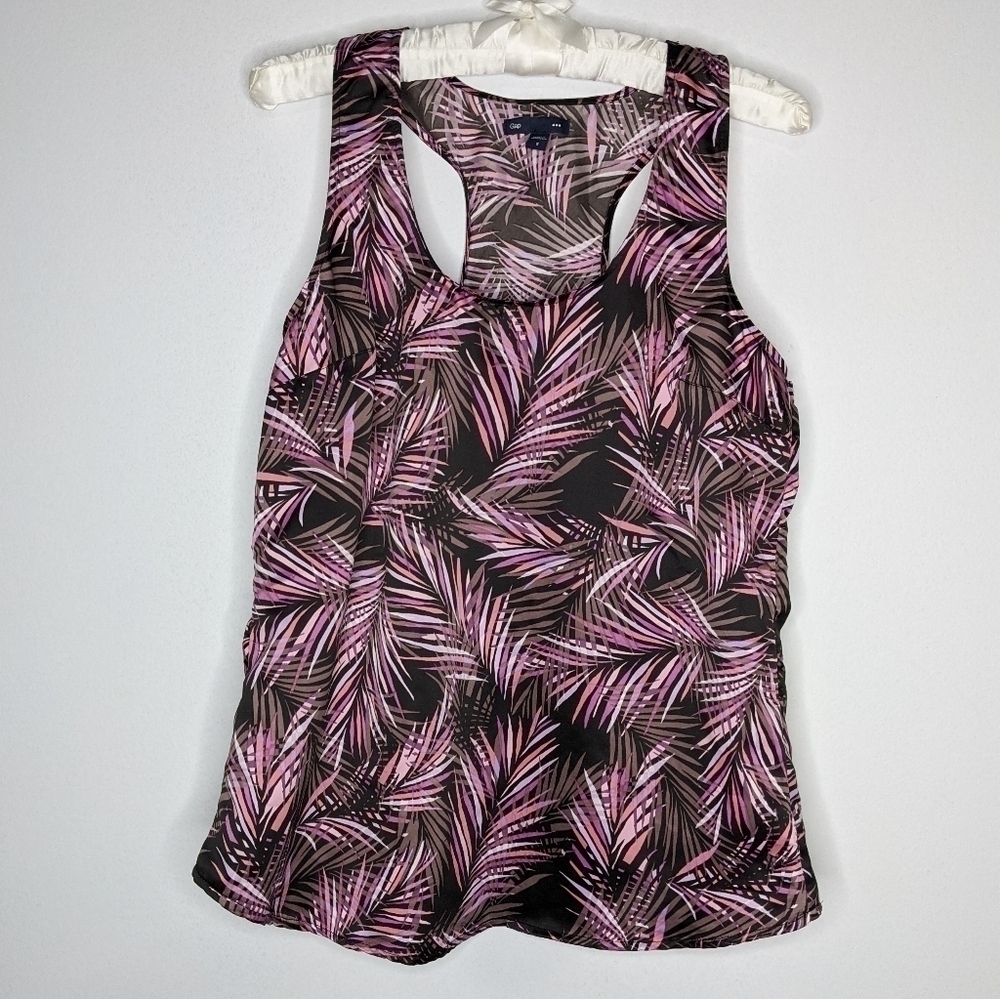 ✨3/$15 GAP Factory purple palm leaf tank blouse S